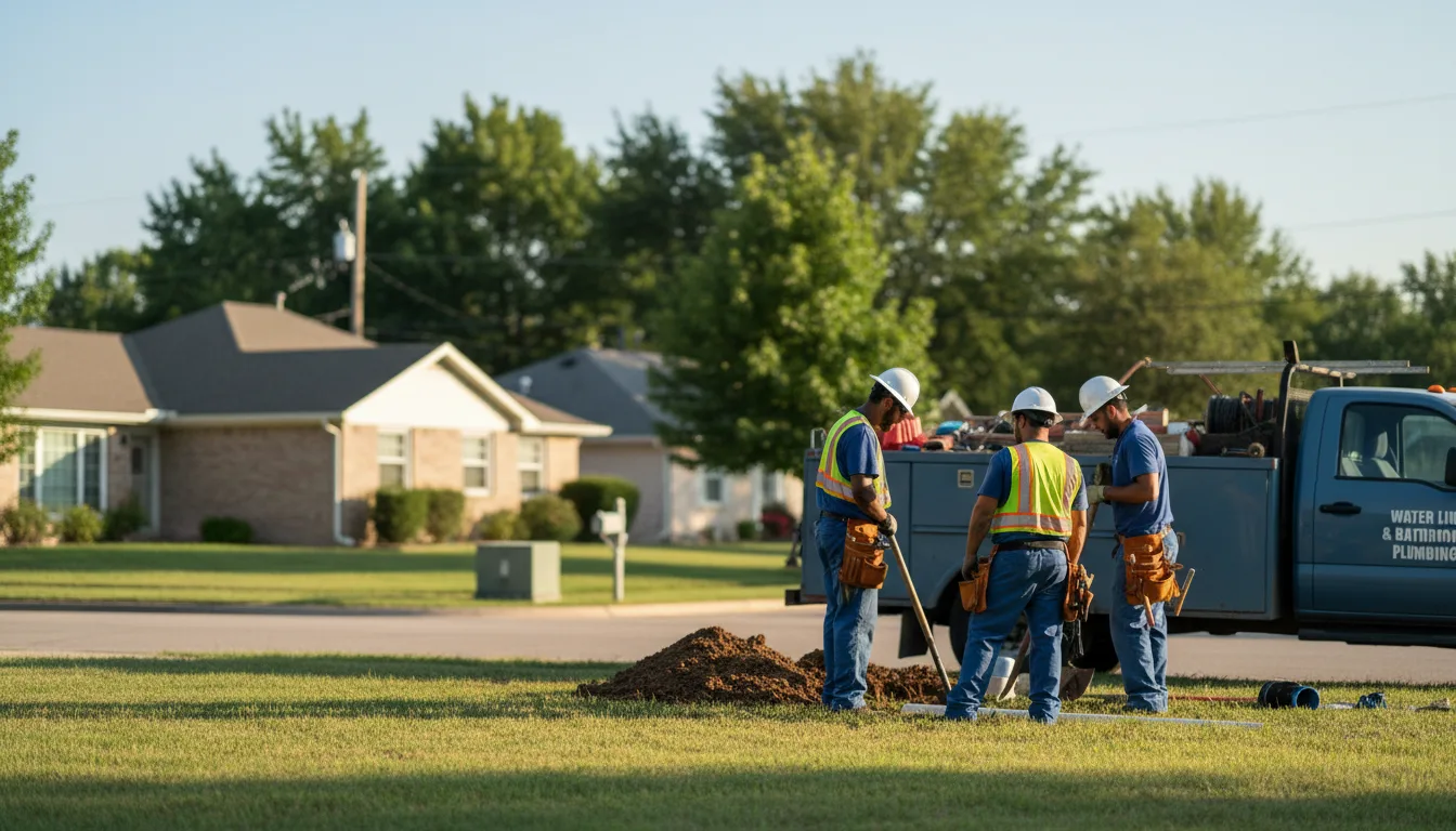Residential water line and bathroom plumbing service in Fontana, KS